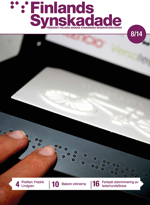 Finlands Synskadade nummer 8, bild på punktskriftsmärkning på Idrottsmuseet