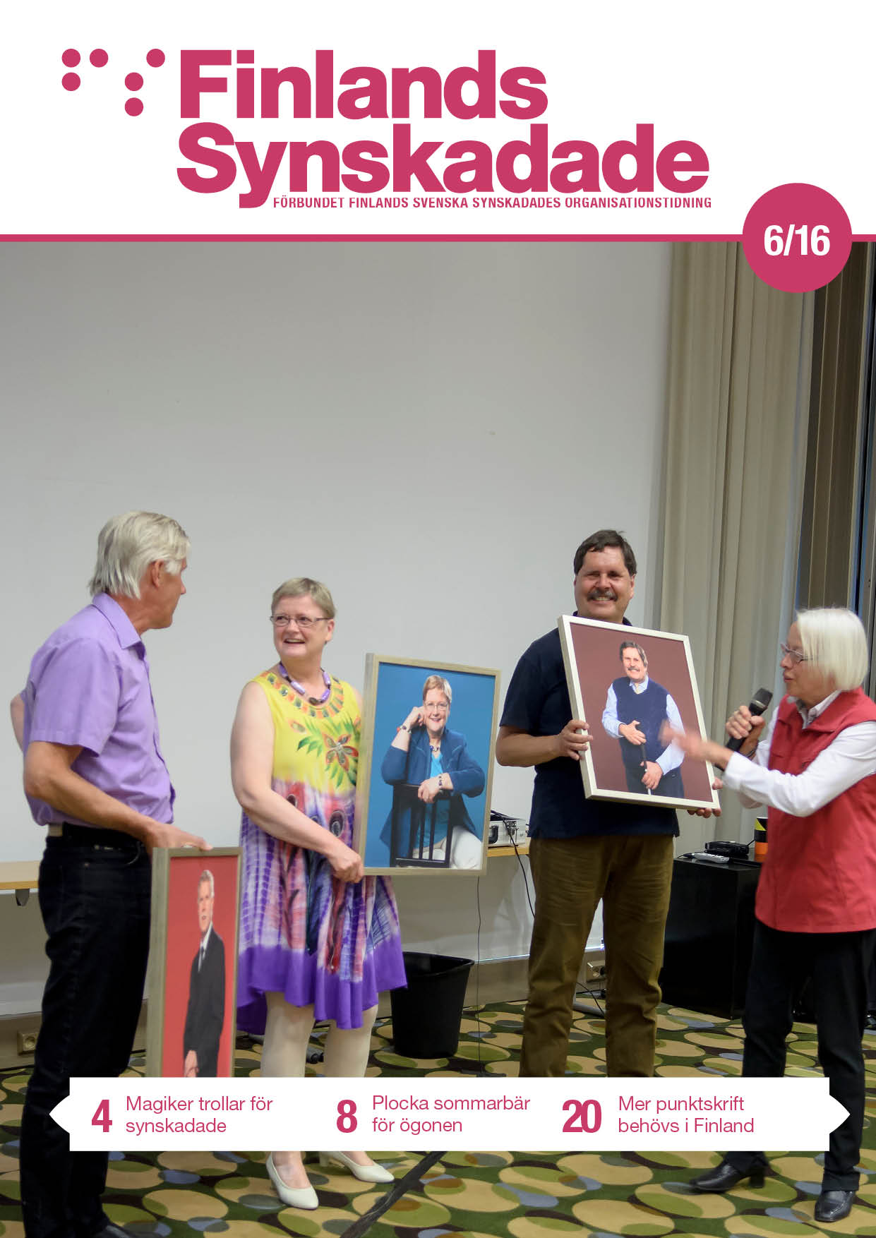 FS nr 6, pärmbild: Bengt Ahlvik, Gunilla Löfman och Kenneth Ekholm blev avporträtterade till FSS jubileumsfest. ”Man kommer säkert hänga mig bakfram”, skämtade Löfman.