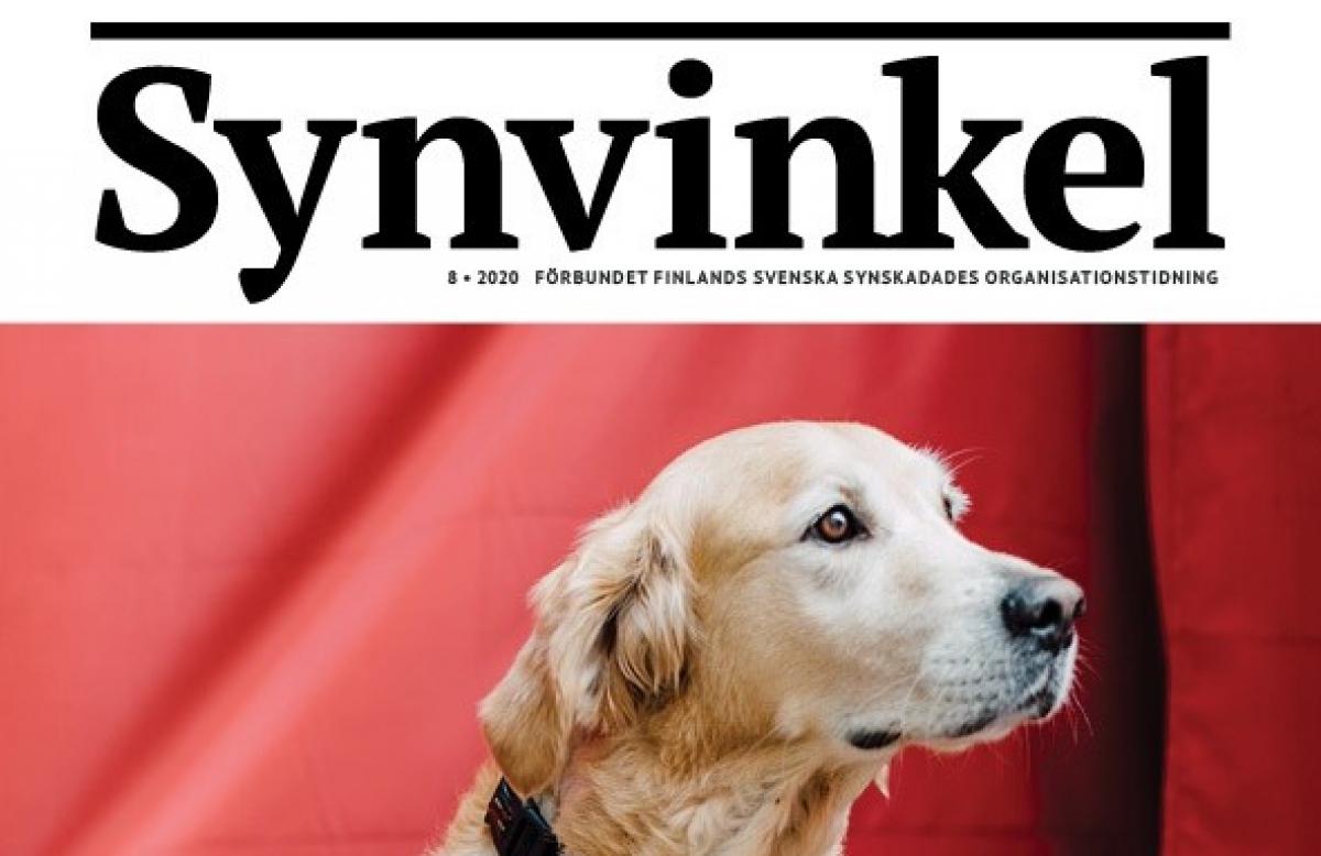 Tidningen Synvinkel med ledarhunden Nisse som pärmbild.