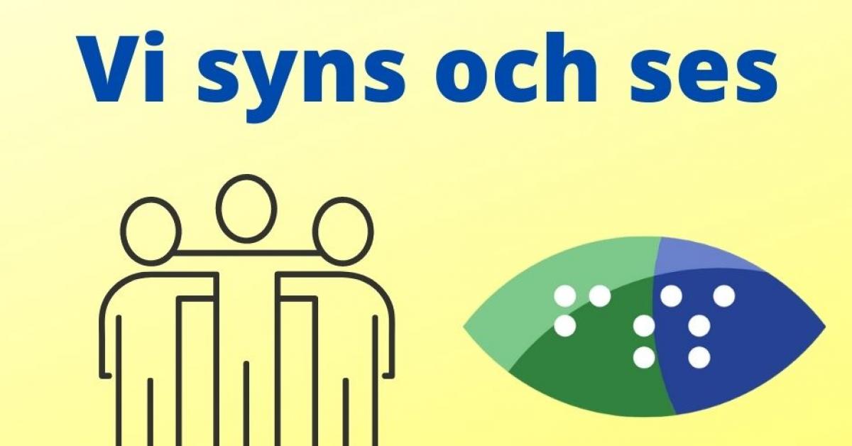 Text: "Vi syns och ses", FSS logga och tre stickgubbar som står tillsammans och håller armarna om varandra.